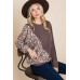 Cute Animal French Terry Brush Contrast Print Pullover With Cuff Detail