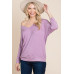 Solid Rib Modal Casual 3/4 Sleeves Dolman Sleeves Top