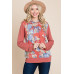 Floral Printed Contrast Hoodie With Relaxed Fit And Cuff Detail