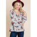 Floral Hacci Printed Babydoll Top With Elastic Cuff Sleeves