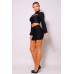 Puff Long Sleeve Front Cutout Turtleneck Blouse & Side Ruched Garter Mini Skirt Set