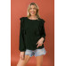 Round Neckline Front Ruffle Detail Knit Top