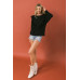Round Neckline Front Ruffle Detail Knit Top