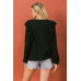 Round Neckline Front Ruffle Detail Knit Top