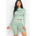Mock Neck Top & Biker Shorts Set