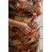 Plus Brown Fall Colors Pattern Drawstring Ruched Slip Mini Dress