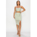 Studded Stone Cami Top & Slit Mini Skirts Set