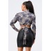 Sexy Animal Print Collared Back-tie Wrap Top
