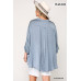 Washed Satin Button Down Loose Fit Top With Hi-lo Hem