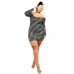 Plus Foil & Glitter Wavy Print Mini Dress