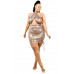 Plus Metallic Cross Wrap Halter Mini Dress
