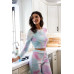 Multicolor Tie-dye Velvet Cropped Long Sleeve Top & Bike Shorts Set