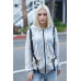 Belt & Reversed Details Zip-up Hooded Sweater