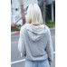Belt & Reversed Details Zip-up Hooded Sweater