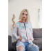Feather & Tie-dye Print Contrast Plaid Hood Sweater