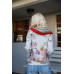 Grey Pink Flower Print Contrast Double Hood Sweater