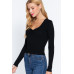 Shirring Sweatheart Neck Sweater