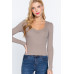 Shirring Sweatheart Neck Sweater