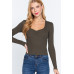 Shirring Sweatheart Neck Sweater