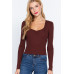 Shirring Sweatheart Neck Sweater