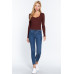 Shirring Sweatheart Neck Sweater