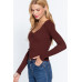 Shirring Sweatheart Neck Sweater