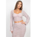 Sparkling Long Sleeves Ruching Back & Skirts Set