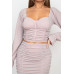 Sparkling Long Sleeves Ruching Back & Skirts Set