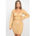 Sparkling Long Sleeves Ruching Back & Skirts Set