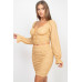 Sparkling Long Sleeves Ruching Back & Skirts Set
