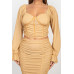 Sparkling Long Sleeves Ruching Back & Skirts Set