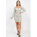 Sparkling Long Sleeves Ruching Back & Skirts Set