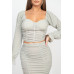 Sparkling Long Sleeves Ruching Back & Skirts Set