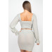Sparkling Long Sleeves Ruching Back & Skirts Set