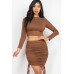 Ruched Side Crop Top & Drawstring Skirt Set
