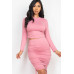 Ruched Side Crop Top & Drawstring Skirt Set
