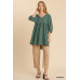 Gauze Slub V-neck Frayed Edge Detail Tunic Dress