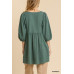Gauze Slub V-neck Frayed Edge Detail Tunic Dress