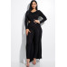 Solid Heavy Rayon Spandex Long Sleeve Crossed Over Long Top And Leggings 2 Piece Set