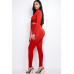 Solid Heavy Rayon Spandex Collared Tie Front Top And Ruched Pants Two Piece Set