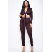 Solid Heavy Rayon Spandex Collared Tie Front Top And Ruched Pants Two Piece Set
