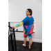 Plus Blue Neon Rainbow Tie-dye Colorblock Long Sleeve Top & Biker Shorts Set