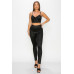 Embossed Snake Print Top And Leggings Set