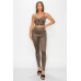Embossed Snake Print Top And Leggings Set