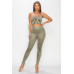 Embossed Snake Print Top And Leggings Set