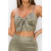 Embossed Snake Print Top And Leggings Set