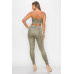 Embossed Snake Print Top And Leggings Set