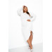 Asymmetrical Sweater Dress With Waterfall Ruffle