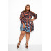 Mini Tie Waist Dress With Contrast Animal Print