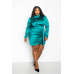 Satin Mock Neck Rouched Mini Dress